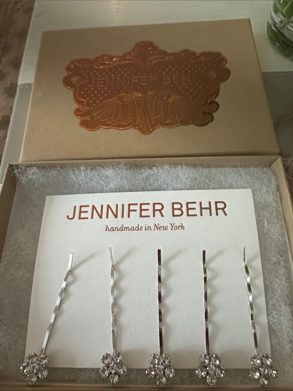 Jennifer Behr Silver Crystal Flower Bobby Pins With Pouch Nib — image 2 of 7